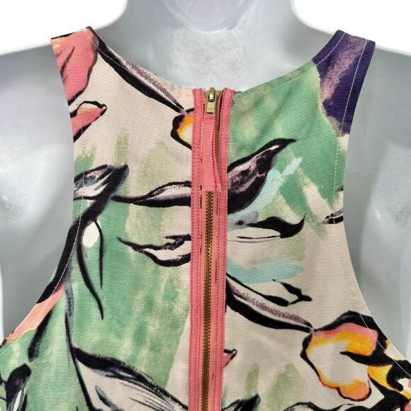 Anthropologie HD in Paris Lucille Peplum Racer Back Pink Exposed Back Zipper 2 - Picture 7 of 9